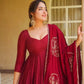 Maroon Roman Silk Anarkali