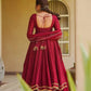 Maroon Roman Silk Anarkali