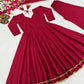 Maroon Roman Silk Anarkali