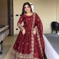 Maroon Sequin Bridal Gown