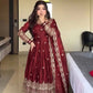 Maroon Sequin Bridal Gown