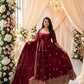 Maroon Sequin Bridal Gown