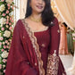 Maroon Sequin Bridal Gown
