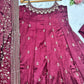 Maroon Vichitra Silk Embroidered Anarkali Gown Set with Dupatta