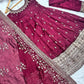 Maroon Vichitra Silk Embroidered Anarkali Gown Set with Dupatta