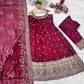 Maroon Vichitra Silk Embroidered Anarkali Gown Set with Dupatta