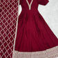 Maroon Vichitra Silk Full Flare Anarkali Gown Set for Festive and Wedding Wear