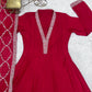 Maroon Vichitra Silk Full Flare Anarkali Gown Set for Festive and Wedding Wear