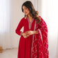 Maroon Vichitra Silk Full Flare Anarkali Gown Set for Festive and Wedding Wear
