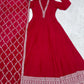 Maroon Vichitra Silk Full Flare Anarkali Gown Set for Festive and Wedding Wear