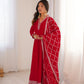 Maroon Vichitra Silk Full Flare Anarkali Gown Set for Festive and Wedding Wear