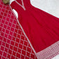 Maroon Vichitra Silk Full Flare Anarkali Gown Set for Festive and Wedding Wear