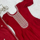 Maroon Vichitra Silk Full Flare Anarkali Gown Set for Festive and Wedding Wear