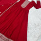 Maroon Vichitra Silk Full Flare Anarkali Gown Set for Festive and Wedding Wear