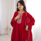 Maroon Vichitra Silk Full Flare Anarkali Gown Set for Festive and Wedding Wear