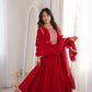 Maroon Vichitra Silk Full Flare Anarkali Gown Set for Festive and Wedding Wear