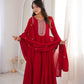 Maroon Vichitra Silk Full Flare Anarkali Gown Set for Festive and Wedding Wear