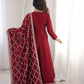 Maroon Vichitra Silk Full Flare Anarkali Gown Set for Festive and Wedding Wear