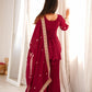 Maroon Zari Kurta Bell Bottom Set
