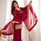 Maroon Zari Kurta Bell Bottom Set