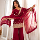 Maroon Zari Kurta Bell Bottom Set