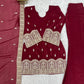 Maroon Zari Kurta Bell Bottom Set