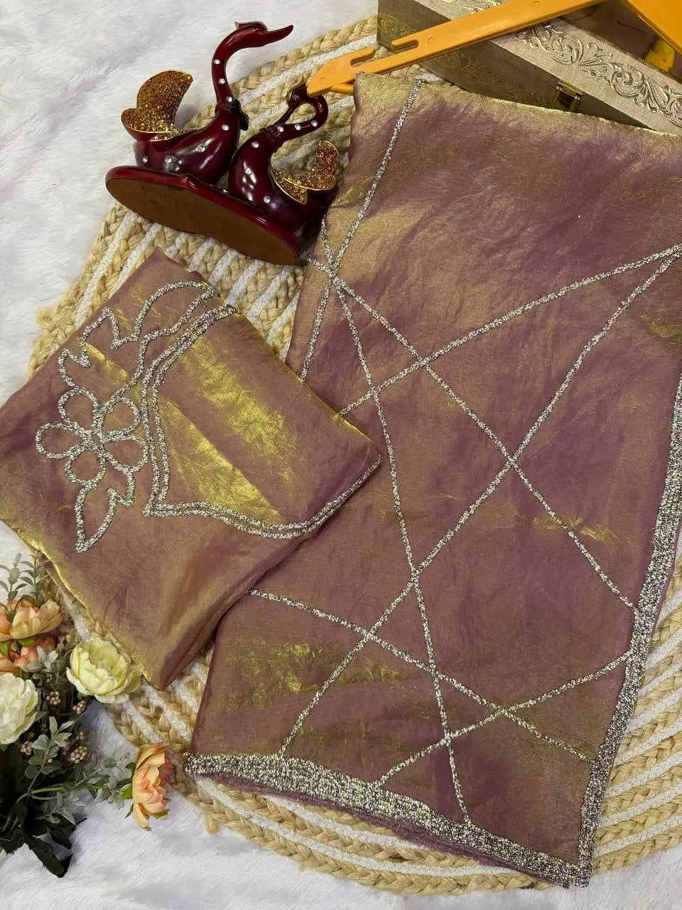Mauve Diamond Lattice Saree