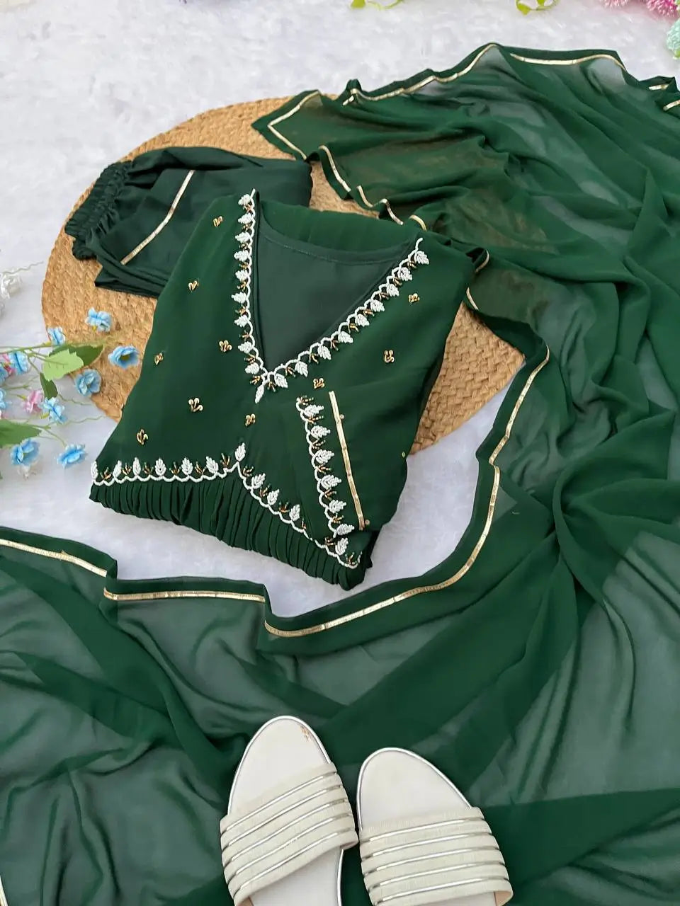 Mauve Fox Georgette Anarkali Gown Set with Dupatta