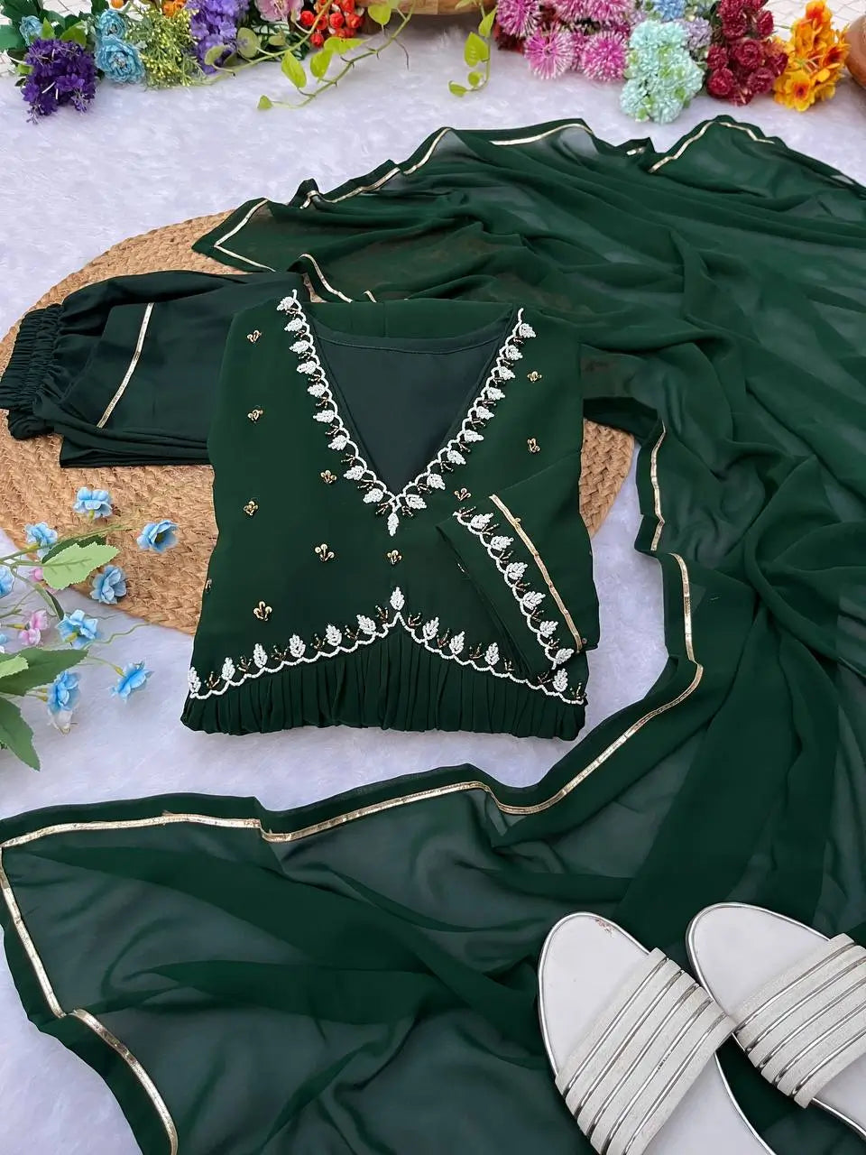 Mauve Fox Georgette Anarkali Gown Set with Dupatta