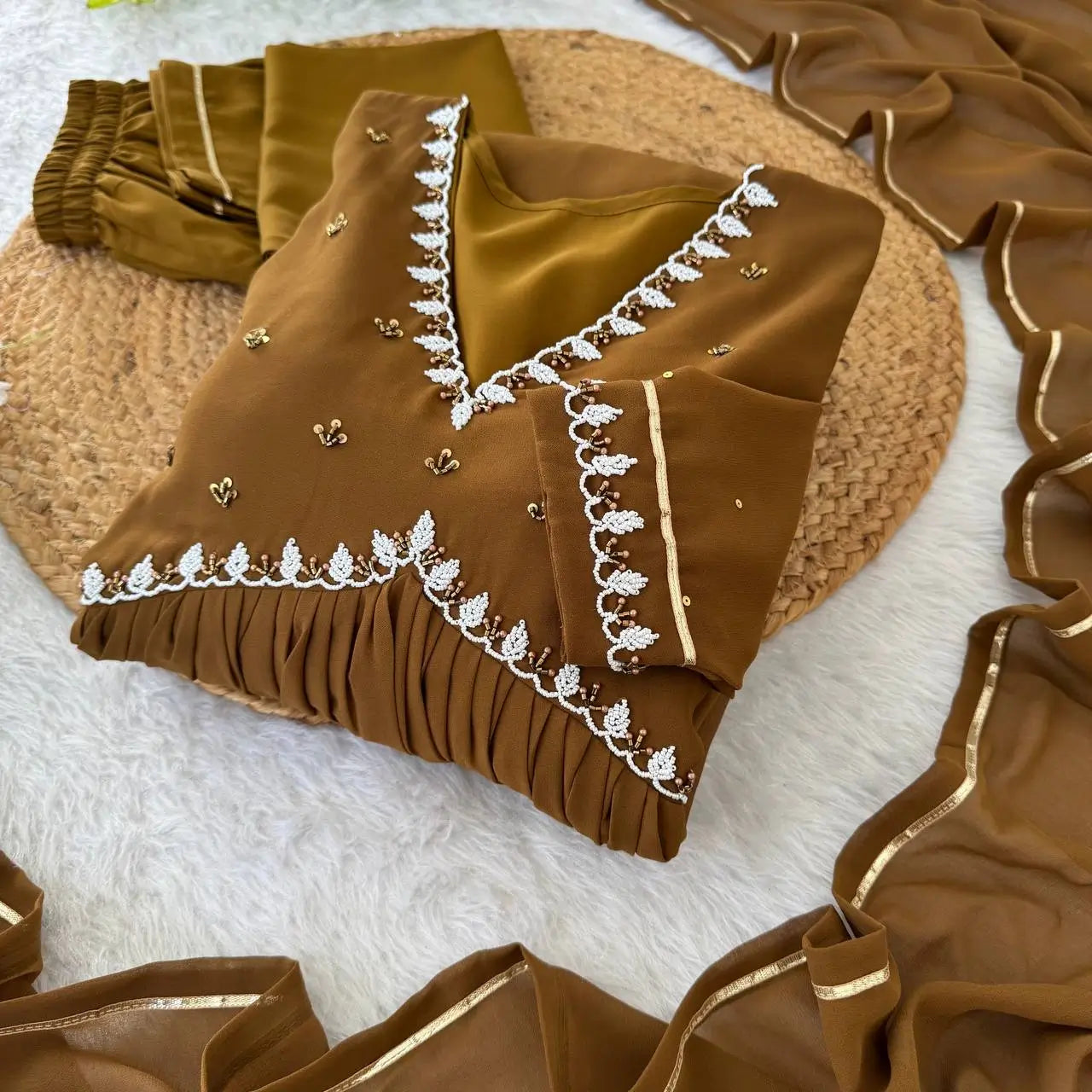 Mauve Fox Georgette Anarkali Gown Set with Dupatta