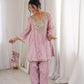 Mauve Mirror Yoke Bell Sleeve Kurta Set