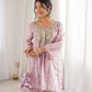 Mauve Mirror Yoke Bell Sleeve Kurta Set
