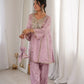 Mauve Mirror Yoke Bell Sleeve Kurta Set