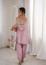 Mauve Mirror Yoke Bell Sleeve Kurta Set