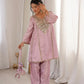 Mauve Mirror Yoke Bell Sleeve Kurta Set