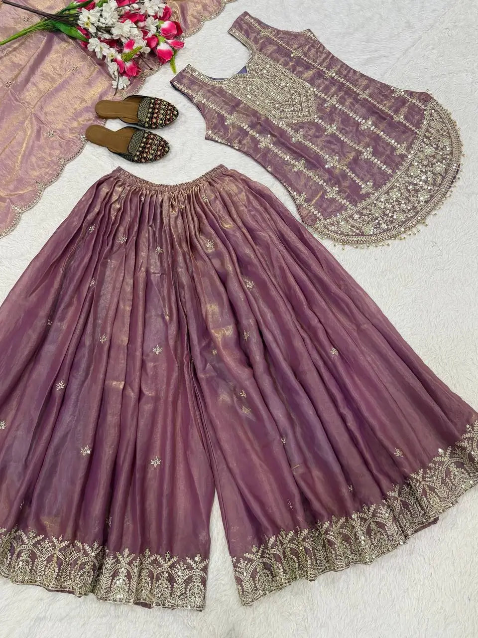 Mauve Sequin Peplum Sharara