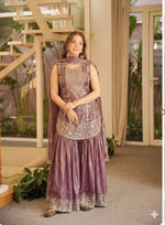 Mauve Sequin Peplum Sharara