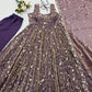 Mauve Shot Silk Floral Gown