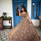 Mauve Shot Silk Floral Gown