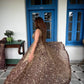 Mauve Shot Silk Floral Gown