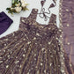 Mauve Shot Silk Floral Gown