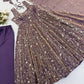 Mauve Shot Silk Floral Gown