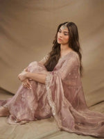 Mauve Tissue Crush Saree/ Pastel Tissue Silk Saree