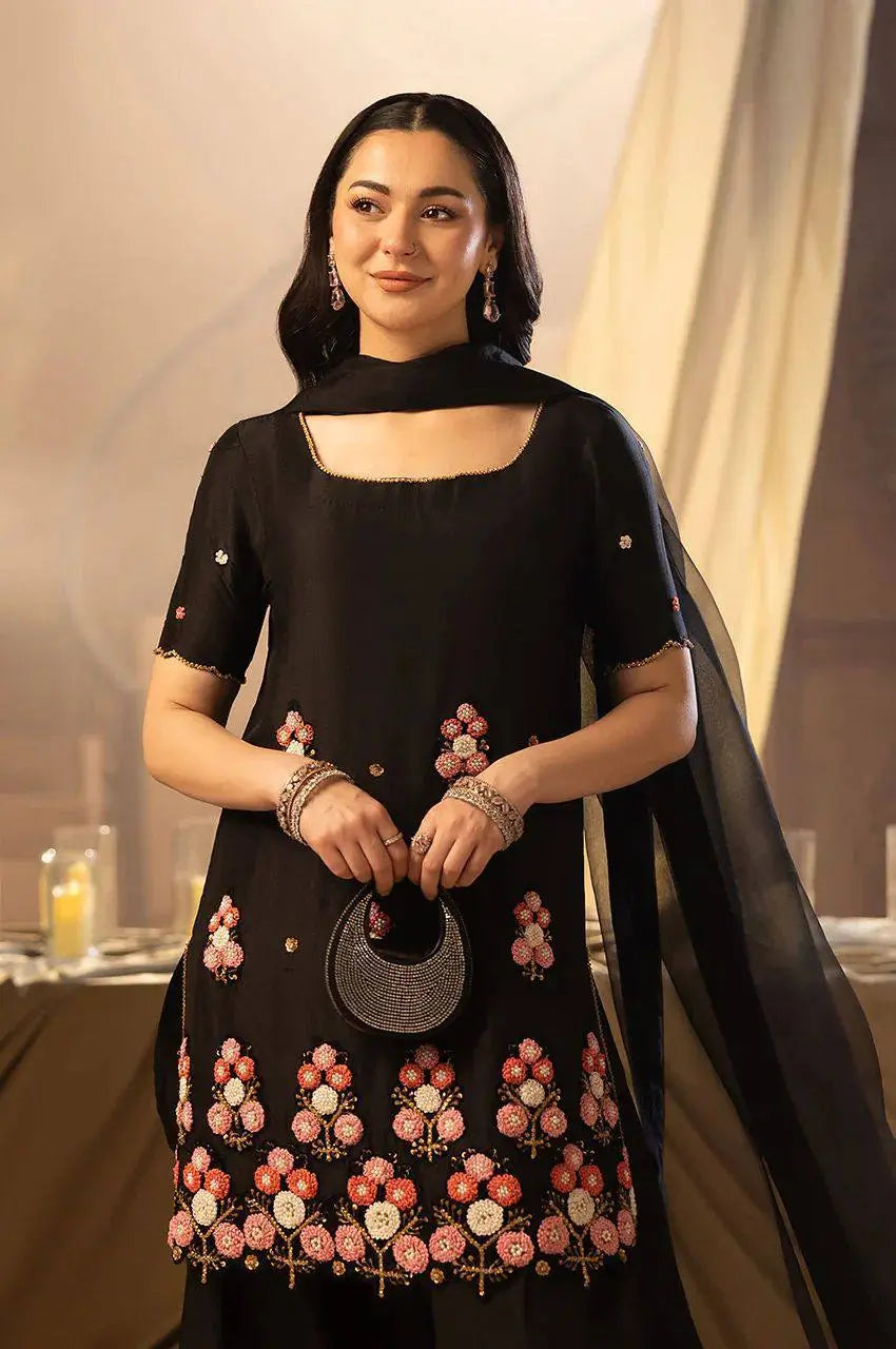 Midnight Bloom Embroidered Kurta Set for Festive and Evening Wear