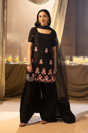 Midnight Bloom Embroidered Kurta Set for Festive and Evening Wear