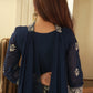 Midnight Blue Georgette Sequins Embroidered Kurti Palazzo Set for Wedding & Festive Wear