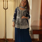 Midnight Blue Georgette Sequins Embroidered Kurti Palazzo Set for Wedding & Festive Wear