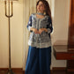 Midnight Blue Georgette Sequins Embroidered Kurti Palazzo Set for Wedding & Festive Wear