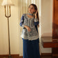 Midnight Blue Georgette Sequins Embroidered Kurti Palazzo Set for Wedding & Festive Wear