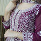 Midnight Blue Georgette Sequins Embroidered Kurti Palazzo Set for Wedding & Festive Wear